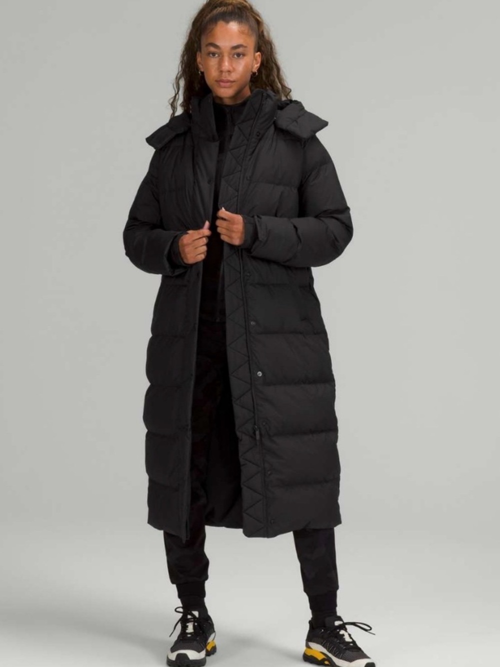 Long Quilted Wonder Puffer Coat - Black